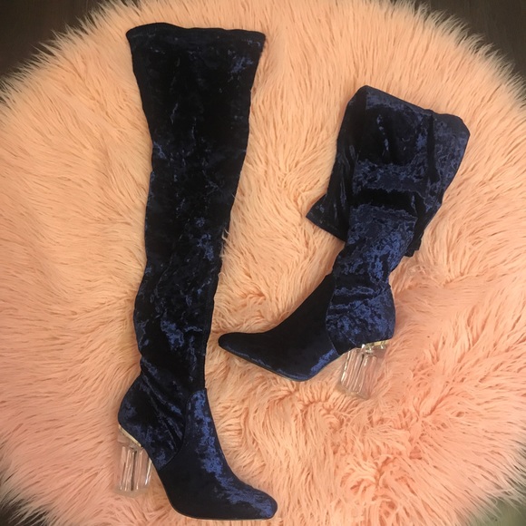 cape robbin Shoes - Cape Robbin Blue Velvet Boots